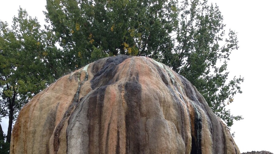 This whole thing is a giant mineral deposit from hot springs! It smells like sulfur, but is supposed to be excellent for the body & soul.