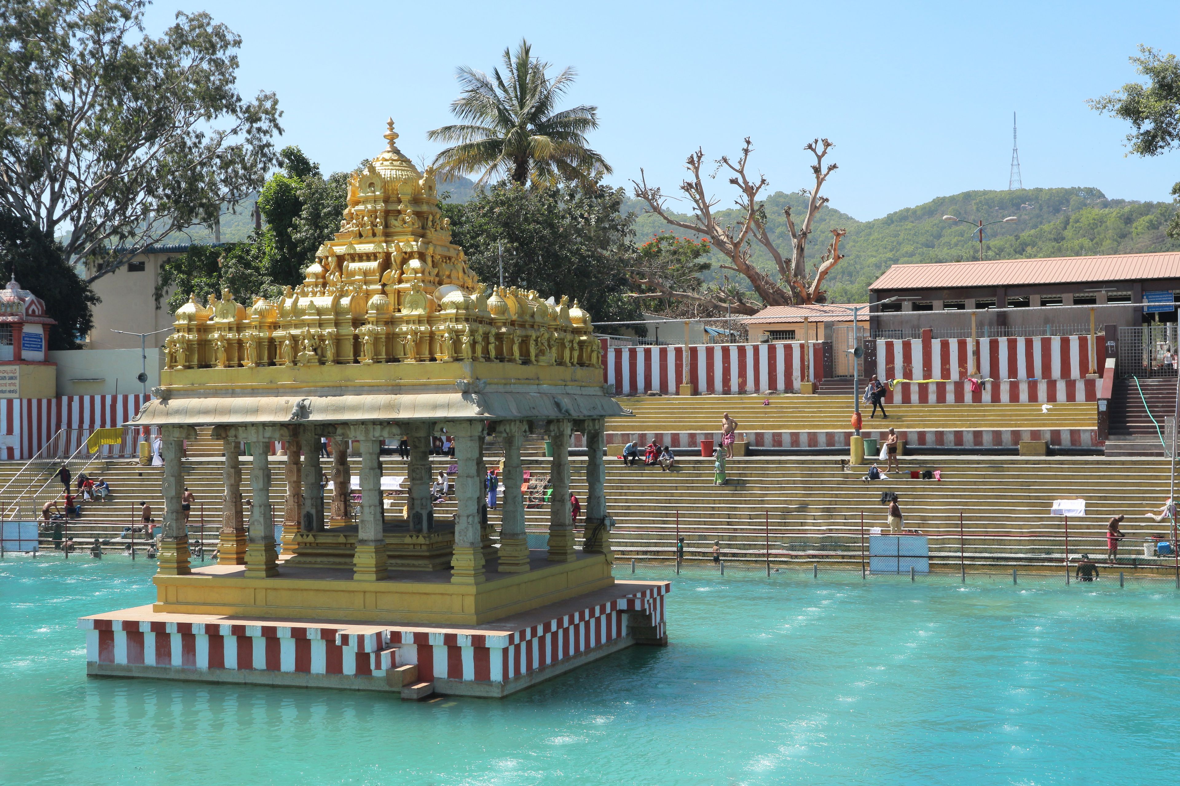 Pushkarini Kunda, Tirupati. A sacred lake near the Balaji temple on Mount Tirumala.