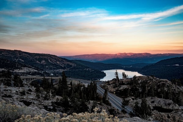 Sunset glow along the mountains next to Donner Lake.
#BvSWater