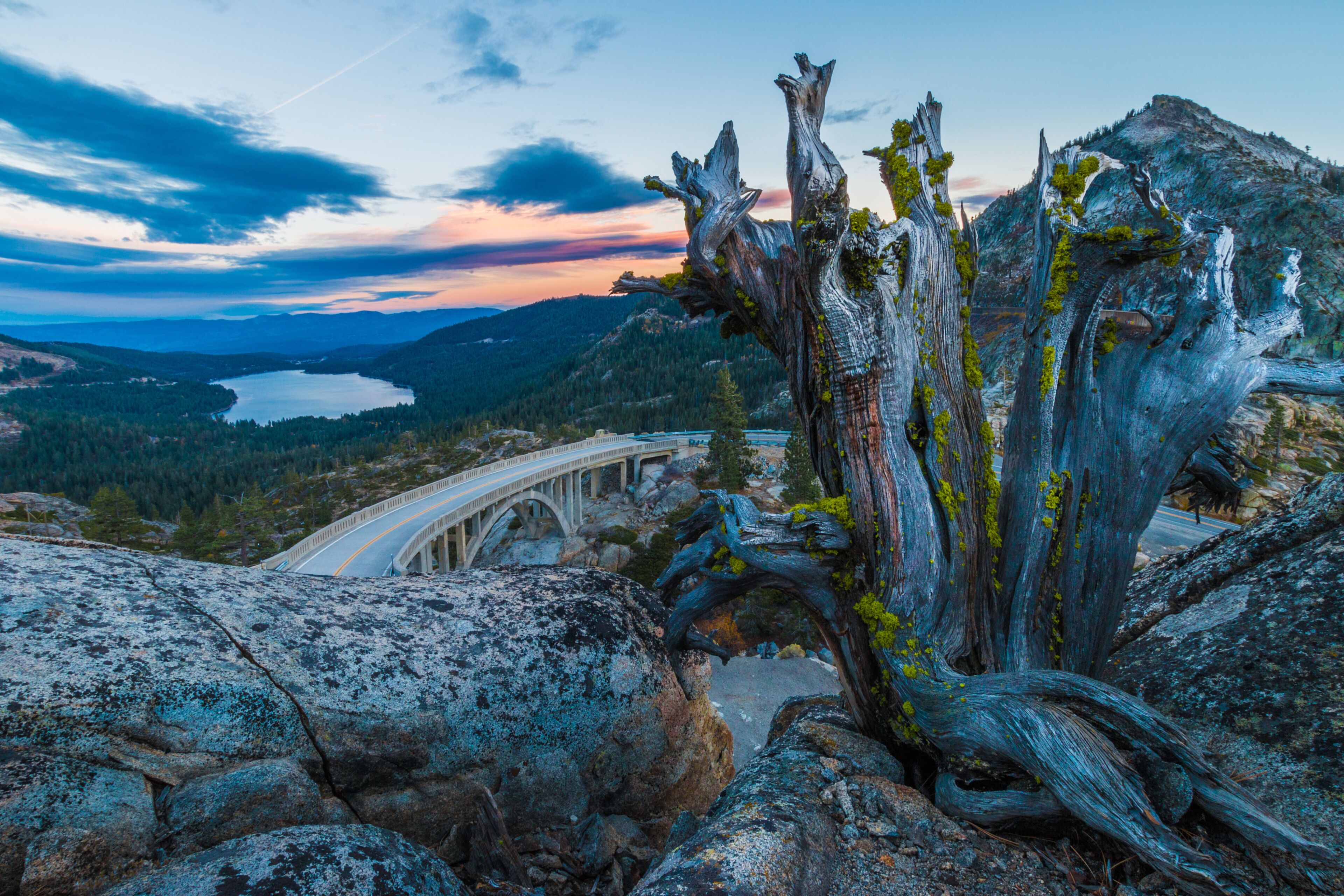 View of Donner Summit Bridge above Donner Lake