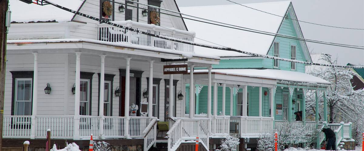 Truckee which includes a house and snow