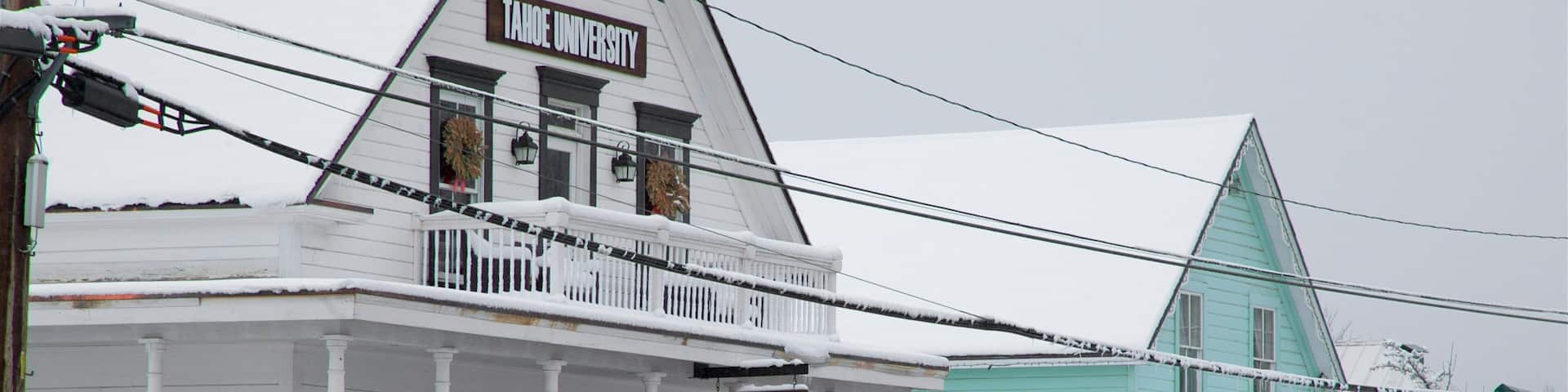 Truckee which includes a house and snow