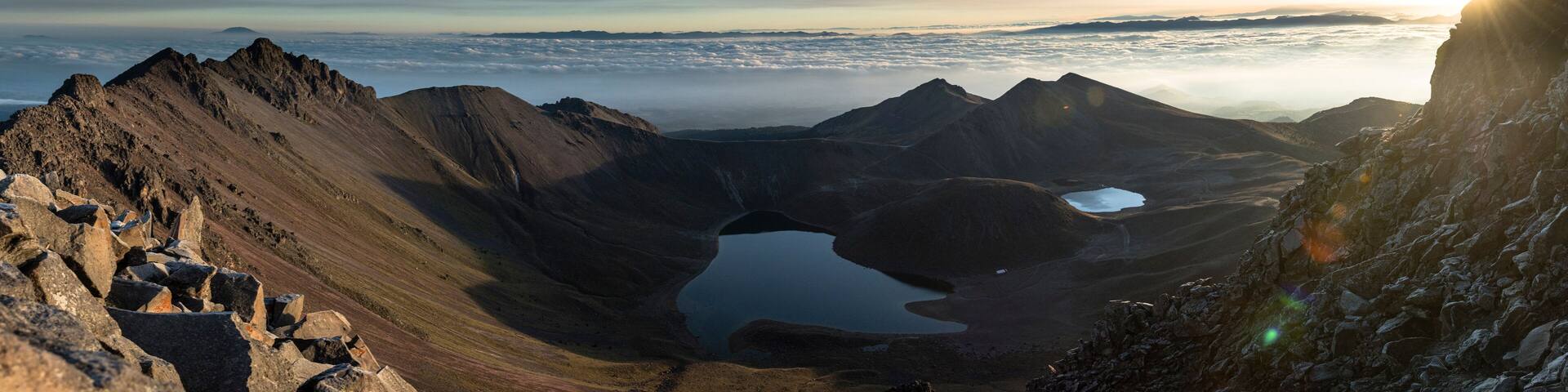 Panorama shot of the crater at the top of El Nevado de Toluca Volcano.