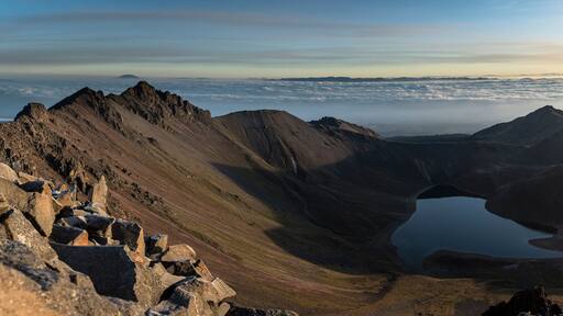 Panorama shot of the crater at the top of El Nevado de Toluca Volcano.