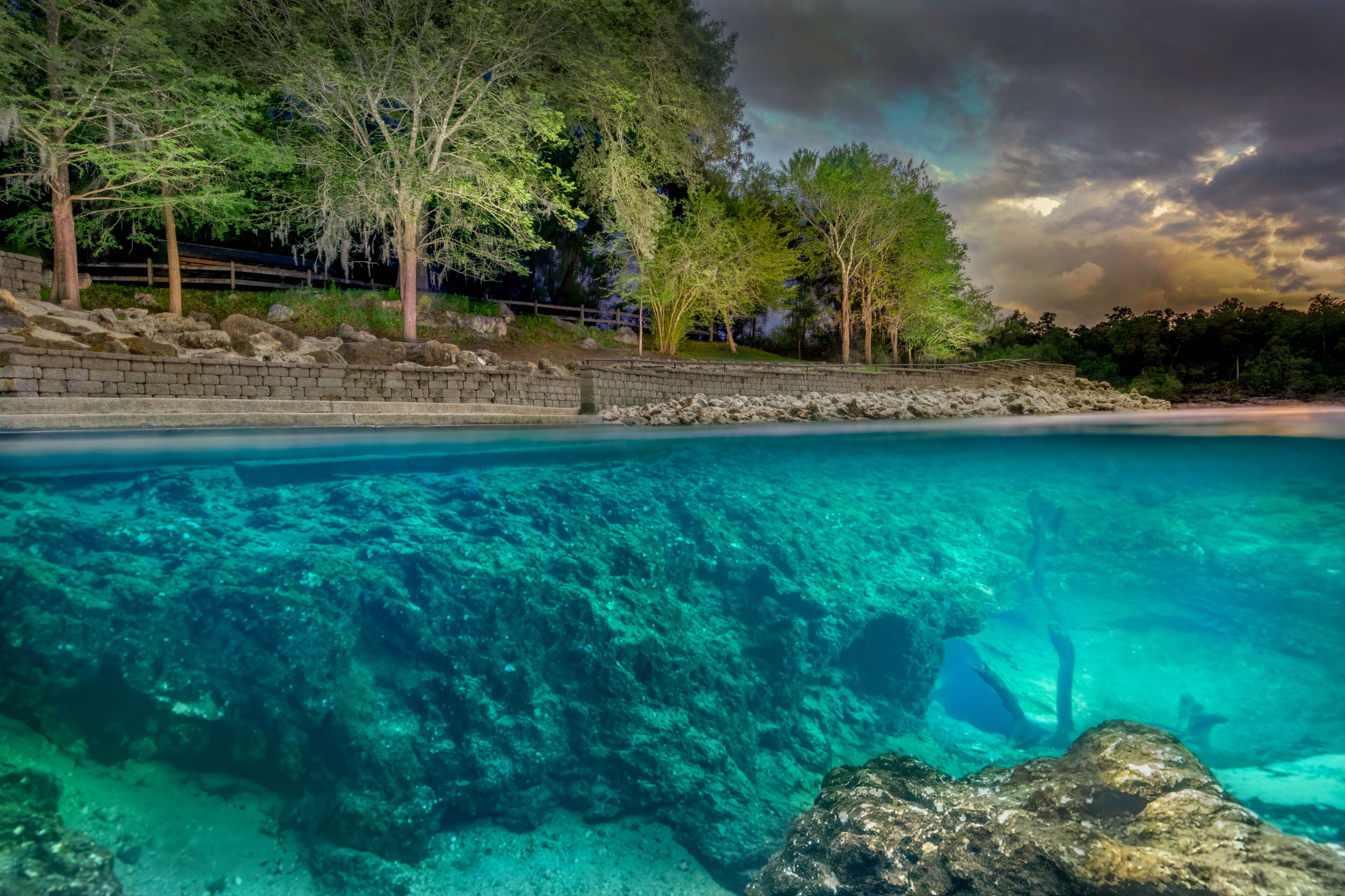 Little River Springs Illuminated at Night, Suwannee County, Florida