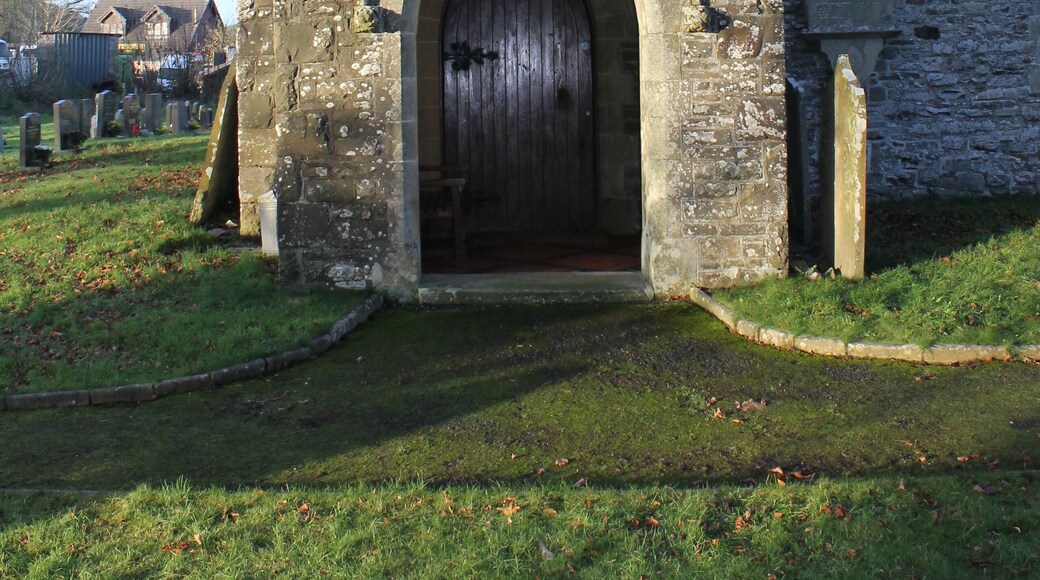 St David, Llanddewi Ystradenni, Powys, Wales. SO1080868636. St David's church lies in a partly curvilinear churchyard on the east side of the River Ithon in the parish of Upper Ithon Valley. Church also known as 'Llanddewi'.