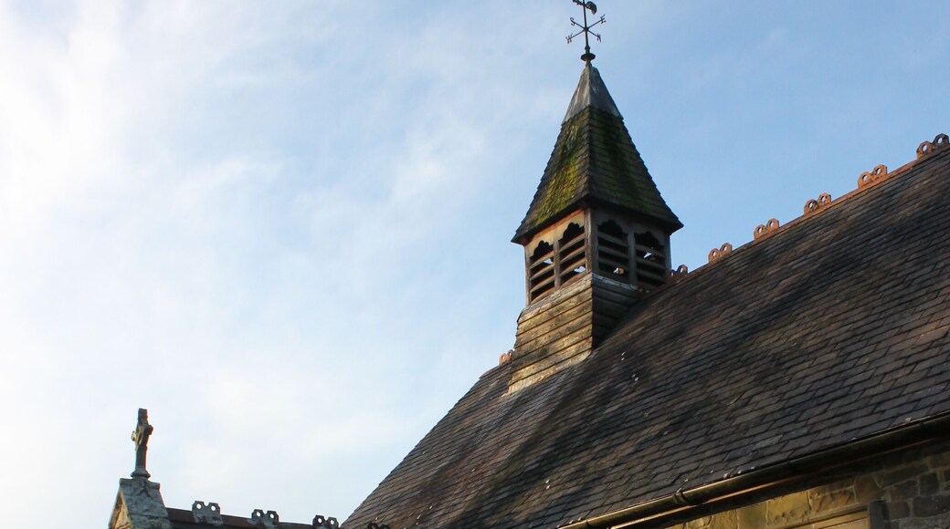 St David, Llanddewi Ystradenni, Powys, Wales. SO1080868636. St David's church lies in a partly curvilinear churchyard on the east side of the River Ithon in the parish of Upper Ithon Valley. Church also known as 'Llanddewi'.