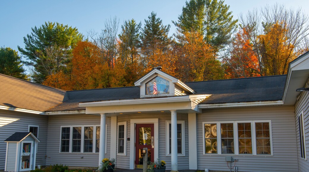 Eliot Town Hall at 1333 State Road in historic town center of Eliot, Maine ME, USA.