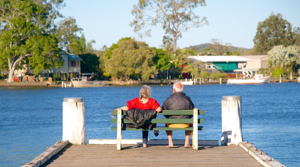 Tewantin som omfatter udsigt over kystområde såvel som et par