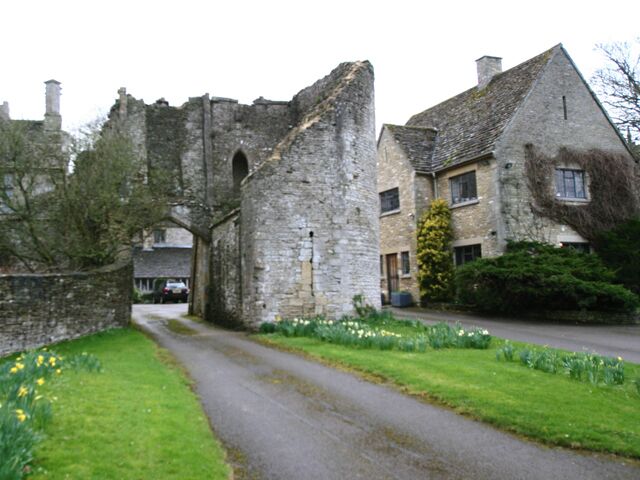 Beverston Castle. Originally a fortified manor house from 1229. Only one of the gate house towers and parts of the wall remain.
