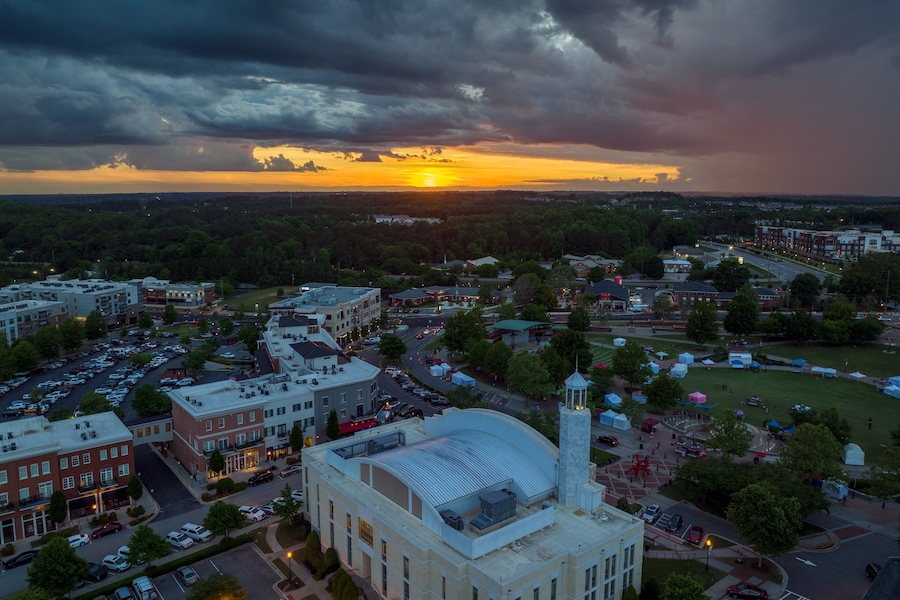 Sunset over Suwanee on a rainy night.