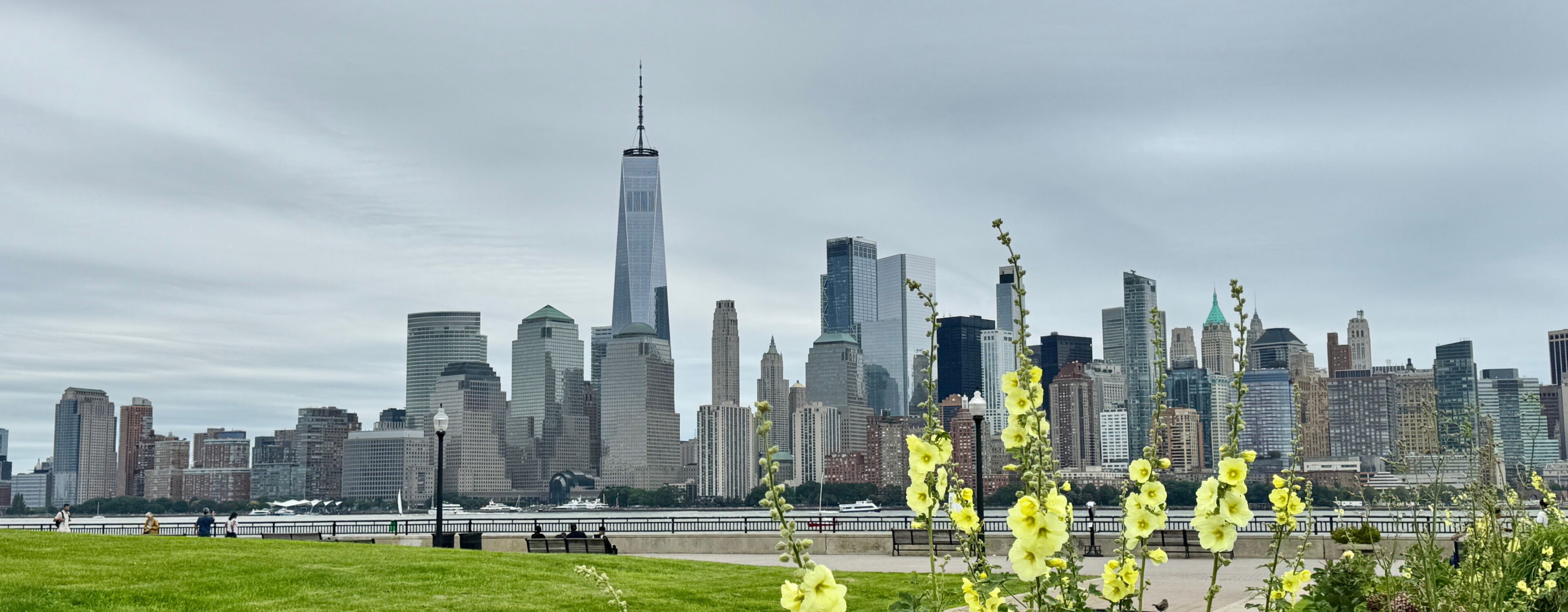 The View of Lower Manhattan with Freedom Tower from New Jersey Liberty Park