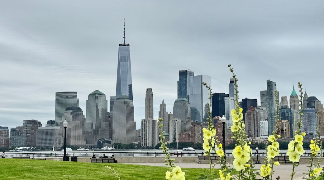 The View of Lower Manhattan with Freedom Tower from New Jersey Liberty Park