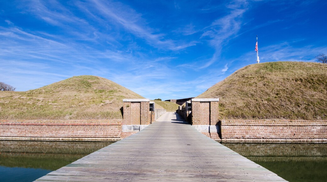 Dock leading into the Fort Pulaski National Monument, over the water moat
