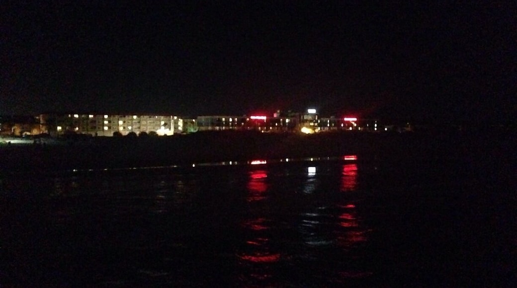 Taken from the pier at Tybee Island. The pier closes at 11pm and re opens at 9am. The moon off the ocean was so beautiful.