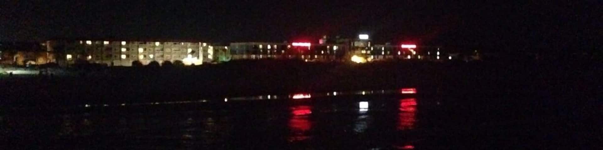Taken from the pier at Tybee Island. The pier closes at 11pm and re opens at 9am. The moon off the ocean was so beautiful.