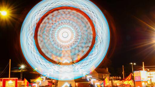 Long exposure of the Zipper ride at Bloomsburg Fair