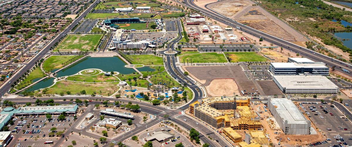 Above Riverview Park in Mesa, Arizona looking west