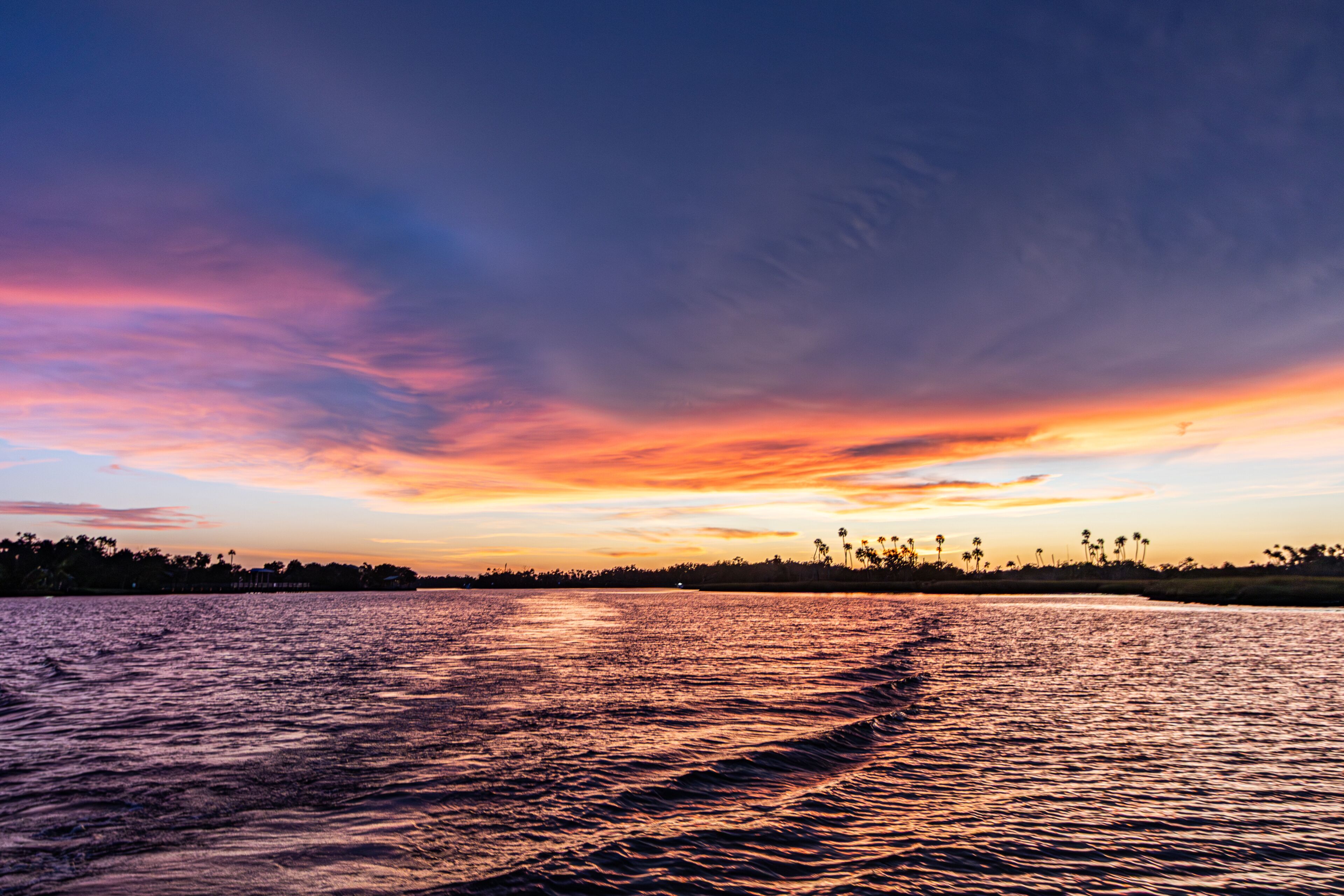Stormy sunset over King's Bay in Crystal River Florida