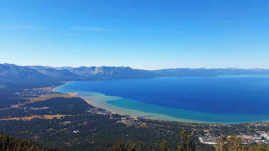 Ride the gondola cable car 2.4 miles up to the observation point 9000ft in the sky in order to see this spectacular view of Lake Tahoe. #LifeAtExpedia