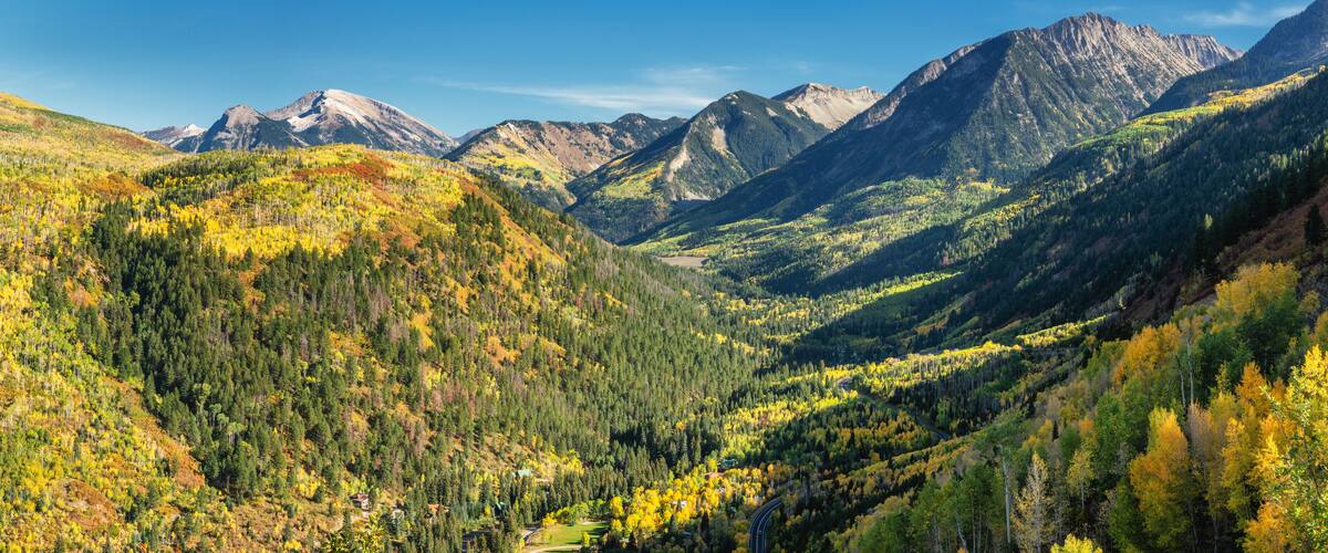 Golden Autumn Aspen on scenic highway 131 at McClure Pass - Colorado Rocky Mountains
