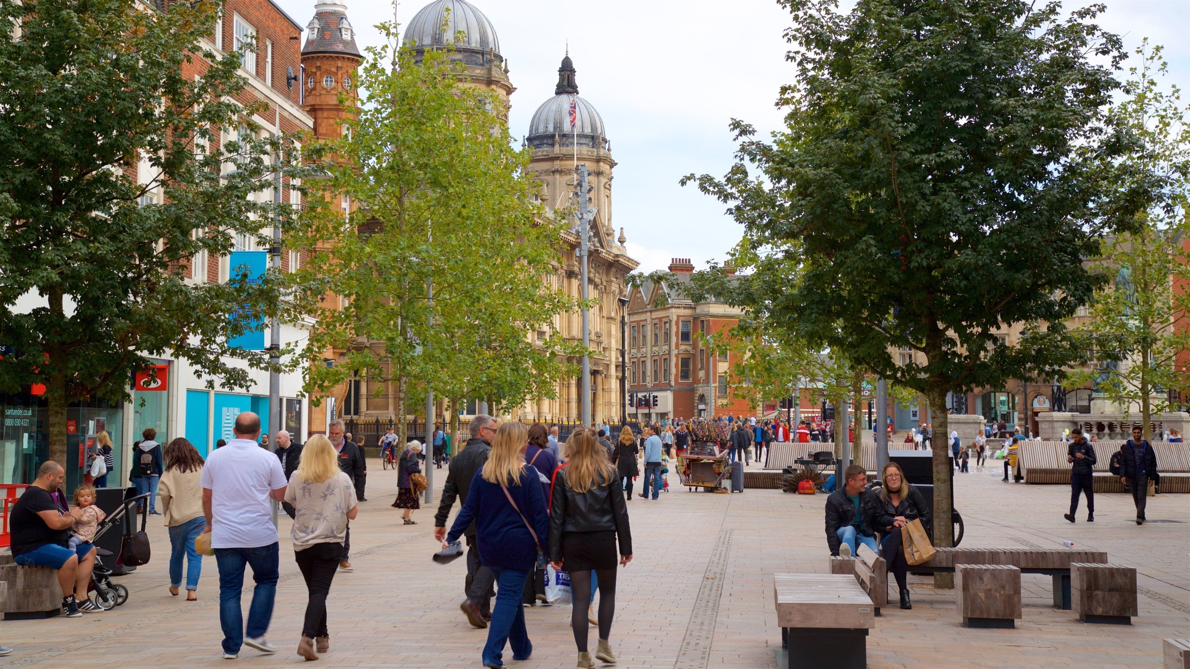 Hull featuring street scenes as well as a large group of people