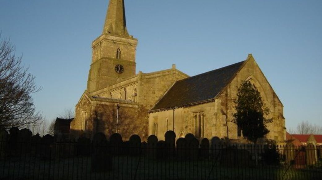 Church, Ottringham, East Riding of Yorkshire, England. Early morning shot of St Wilfred's church. The clock had stopped at 11:30, I know not when.