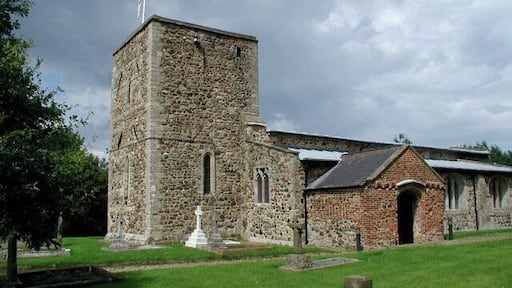 St. Michael's, Garton-with-Grimston, East Riding of Yorkshire, England. A church has existed in the parish since at least 1190 when it belonged to Thornton Abbey in Lincolnshire. It was dedicated to St. Michael by 1468. Some parts of the 12th century church survive as well as the tower which was built in the early 13th century.