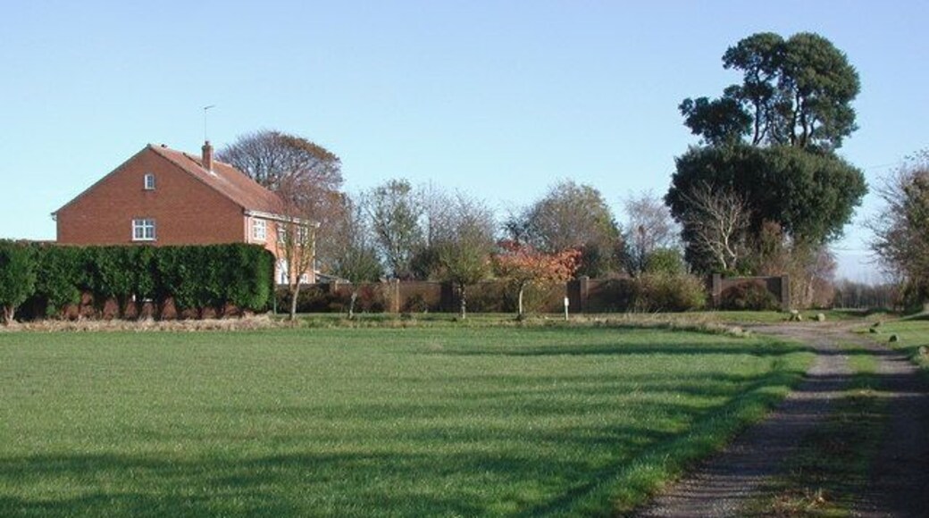 Hatfield Grange, south east of Great Hatfield, East Riding of Yorkshire, England. The modern farmhouse at Hatfield Grange, looking east along the bridleway between Withernwick Road and Hatfield Wood. Formerly part of the Bethell family estate, the 252 acre farm east of Great Hatfield village was sold to John R. Rawson in 1942.