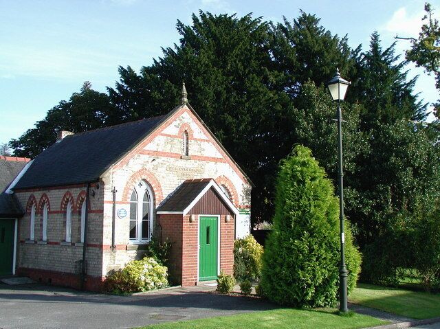 West Ella Methodist Church, West Ella, East Riding of Yorkshire, England. Looking east-southeast from the junction of Manor Fields and Chapel Lane. The former Wesleyan Chapel was built in 1895 directly in front of an older one built in the early 1800s. The chapel was lit by oil lamps until 1921.