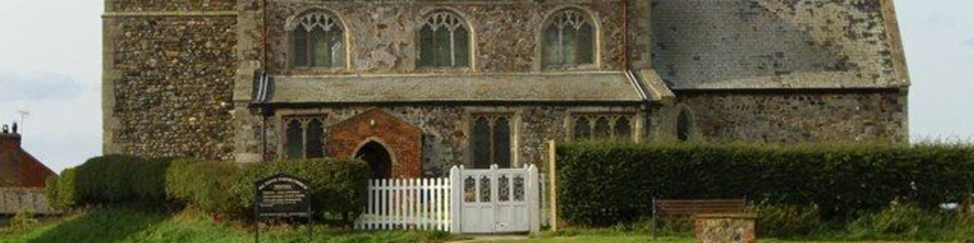 Church of All Saints, Tunstall, East Riding of Yorkshire, England. The church is well sited on a low hill some 400m from the sea. Though much of the building is medieval, there was an extensive restoration in 1873/4 during which the chancel was rebuilt and a brick south porch added. There is some Norman work inside as well as a 13th century priest's doorway. Much of the rest is of the Perpendicular period.