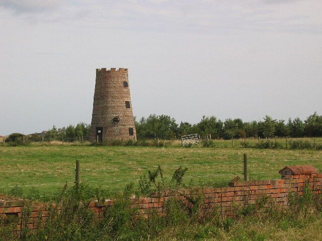 Old Mill at Garton in Holderness, East Riding of Yorkshire, England. View from the B1242 to Aldbrough, the mill is on the west edge of the grid square opposite Blue Hall Farm. Gartom is just about in the centre of the square.