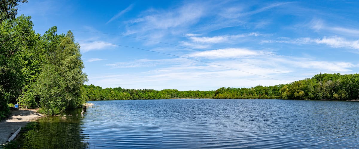 View of Heart Lake Conservation Park in Brampton during sunny summer day.