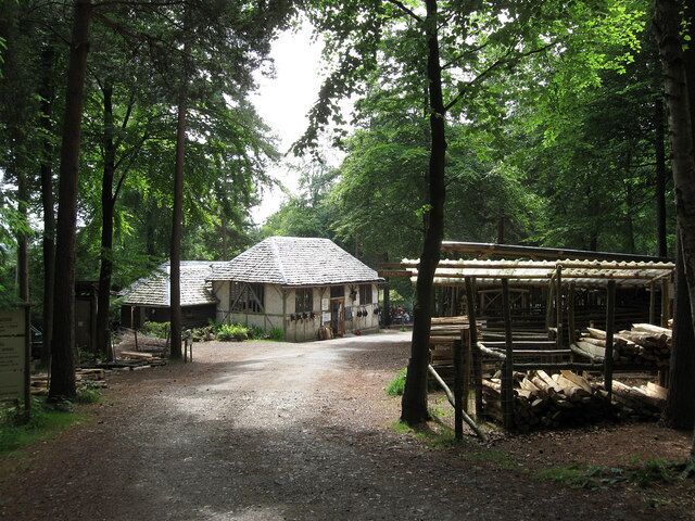 Barn, Wilderness Wood Wilderness Wood is a 61 acre working wood open to the general public all year round. See their website, http://www.wildernesswood.co.uk/ for further details. The attraction is suitable for adults and children alike. Although a fee is required to enter the woodland access to the barn which houses a tearoom and the visitors centre is free. The displays on the right contain wood products available for purchase.