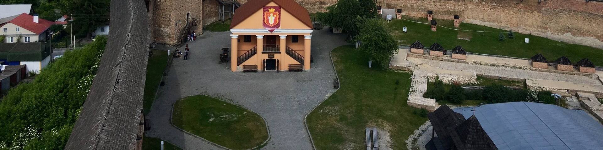 View from one of the three towers of Lubarts Castle. Lutsk has existed as a fortified town from as early as 1075 AD. Later in 1300s stone walls were built. It has withstood numerous sieges throughout its history.
