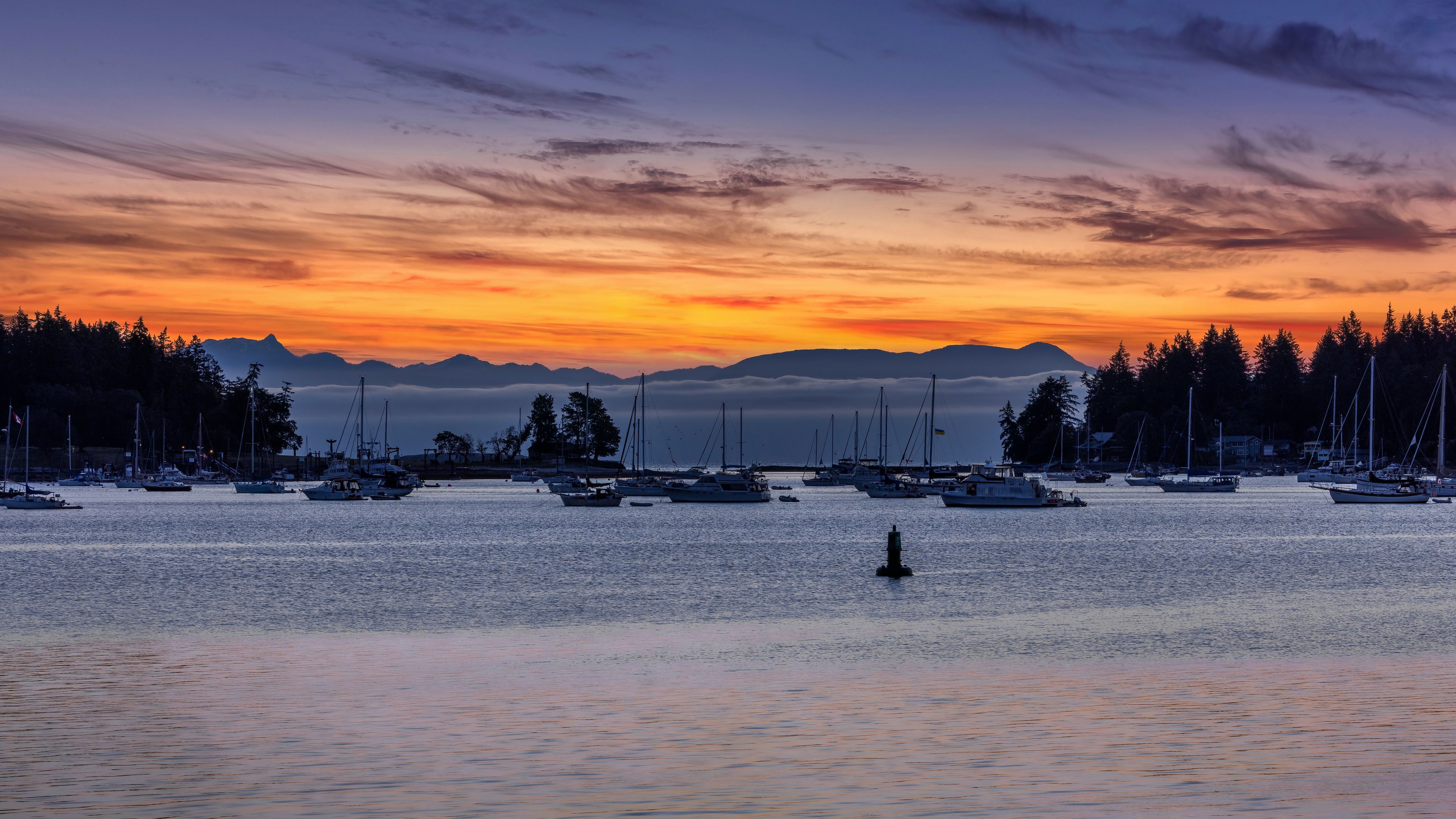 Sunrise in Nanaimo Harbour on Vancouver Island.
