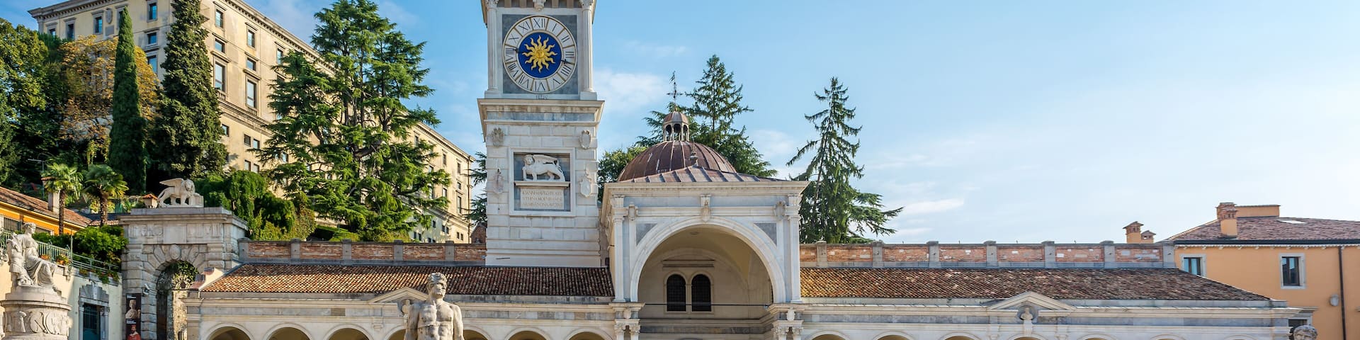 Clock tower in Udine at Liberta place - Italy