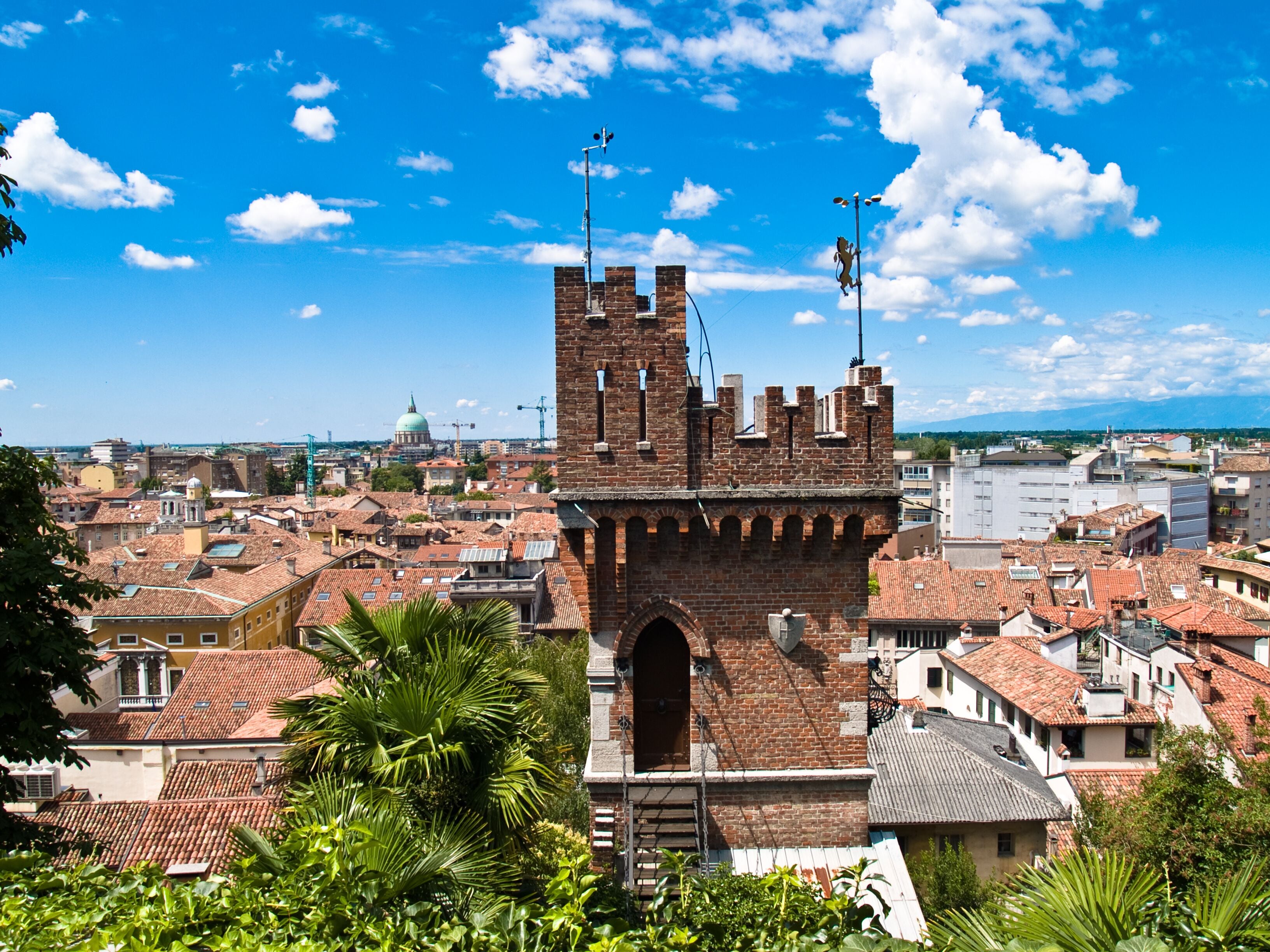 Udine is the historical capital of Friuli. Panorama with castle detail.