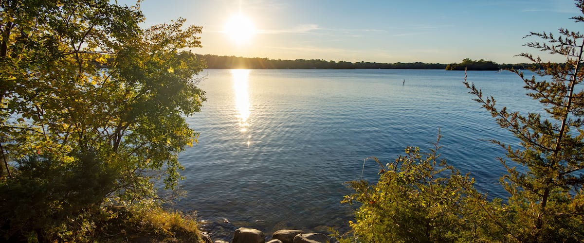 Sun in the late afternoon on a Wisconsin lake in early October.