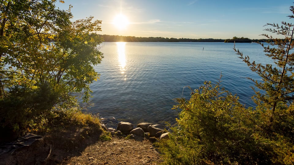 Sun in the late afternoon on a Wisconsin lake in early October.