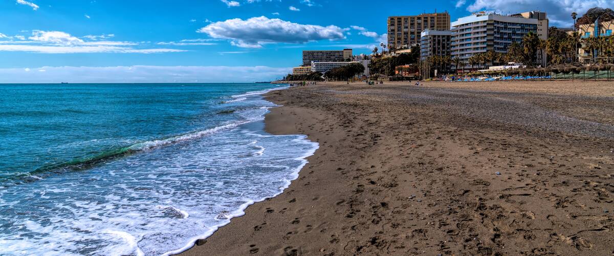 Torremolinos Spain beach on Costa del Sol of Playa del Bajondillo Andalusia