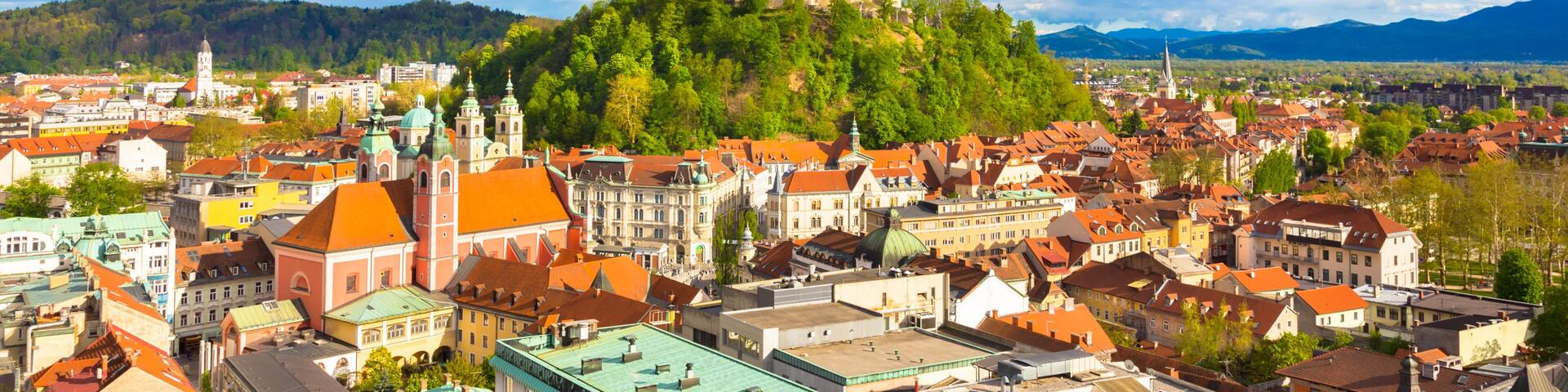 Panorama of Ljubljana, Slovenia, Europe.