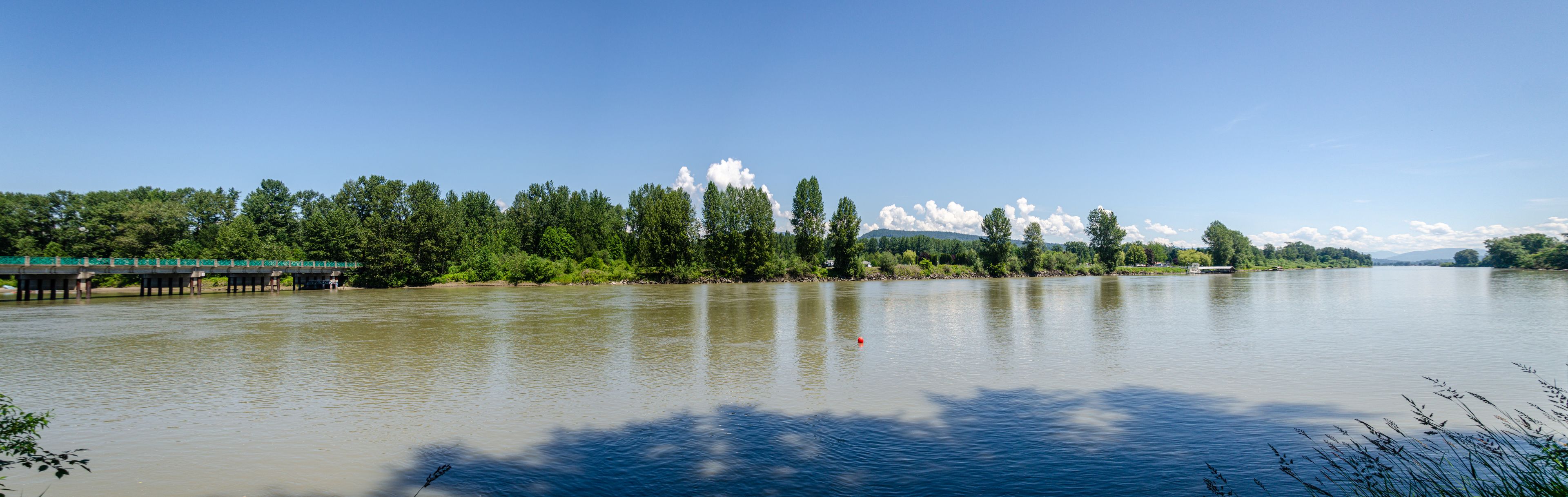 Panoramic view of Fraser River at Langley Fort, Canada, BC.