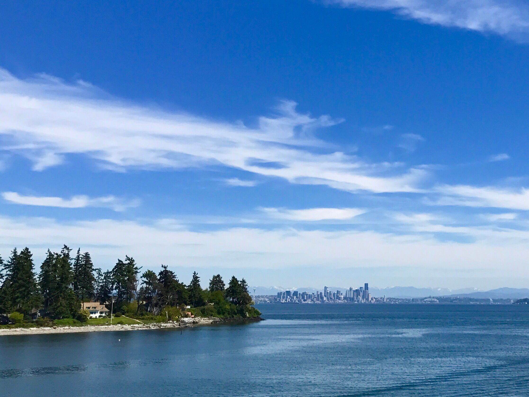 The Seattle skyline from the charming town of Winslow on Bainbridge island. A short 35 minute ferry ride. A great day excursion from Seattle. 