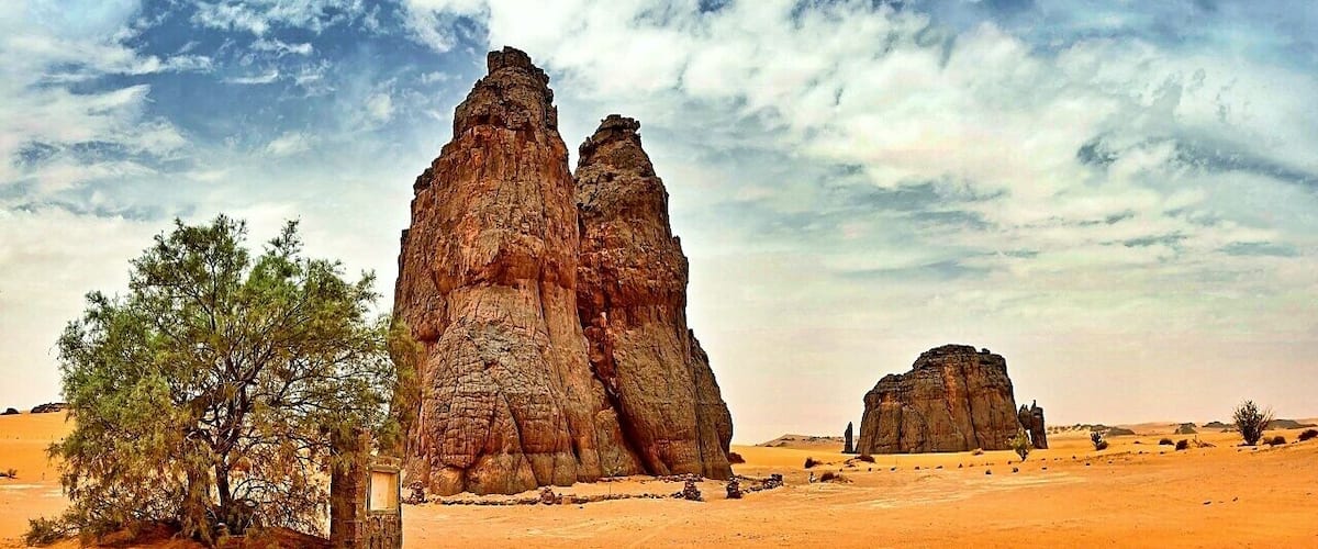 April 2011
La Vache qui Pleure, Tagharghart, Tassili n'Ajer
La Vache qui Pleure means The crying cow which is the famous petroglyph or stone basrelief on these wonderful rocks in the desert near Djanet in Tassili n'Ajer. It depicts cows with tears coming out of their eyes. It is some 5 thousand years old art made by the people living here in times when Sahara was more like a savannah, hovewer already as a mementum of the coming desertification of this land. The legend says that one day the cows were returning to their water reservoir and found out there is no water, so they started to shed their tears...
A holy place for local Touareg people and a diamond of our world history.