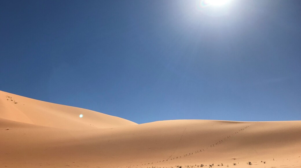 i was wlaking after 2 days, and i arrived to this place, surrounded by white sand and beautiful sun! i could see clearly 2 colors, blue sky, white sand and the sun! #lifeatExpedia