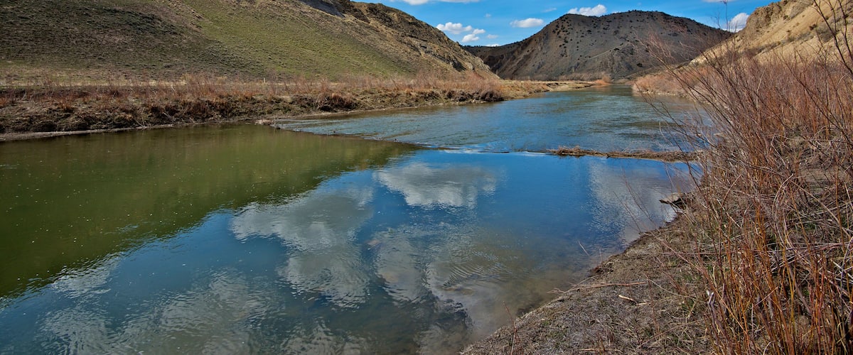 The California Trail had to cross the Humboldt River in several spots, including here at the First Crossing of Carlin Canyon in Nevada.