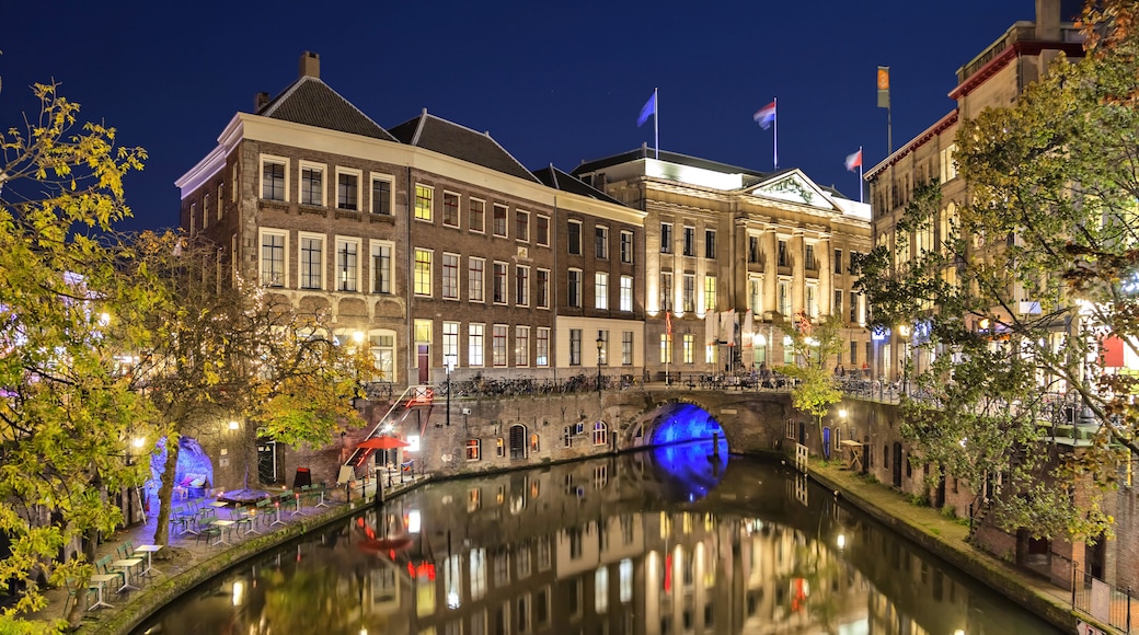 Canal in the historic center of Utrecht in the evening