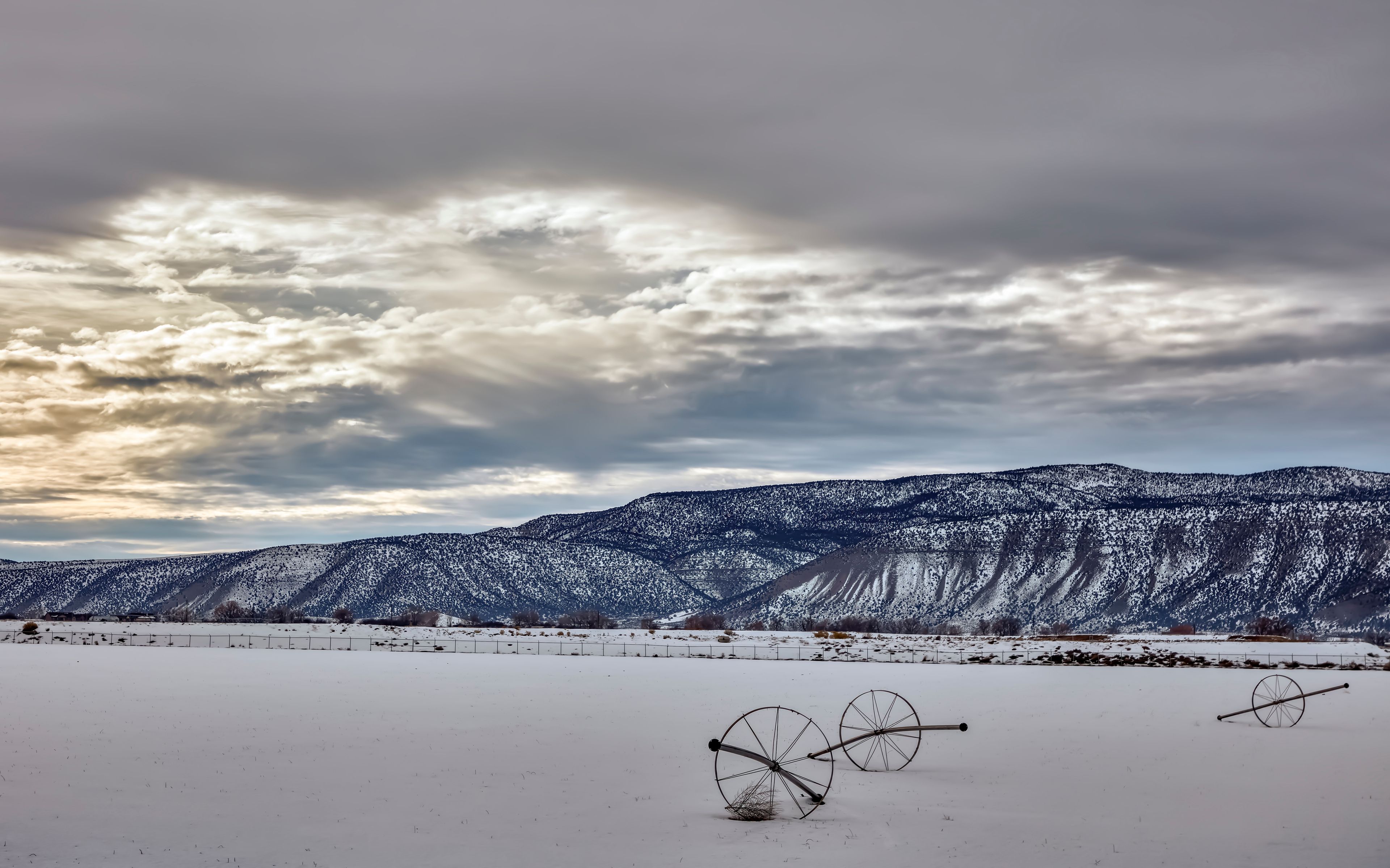 Storm sky over snow field