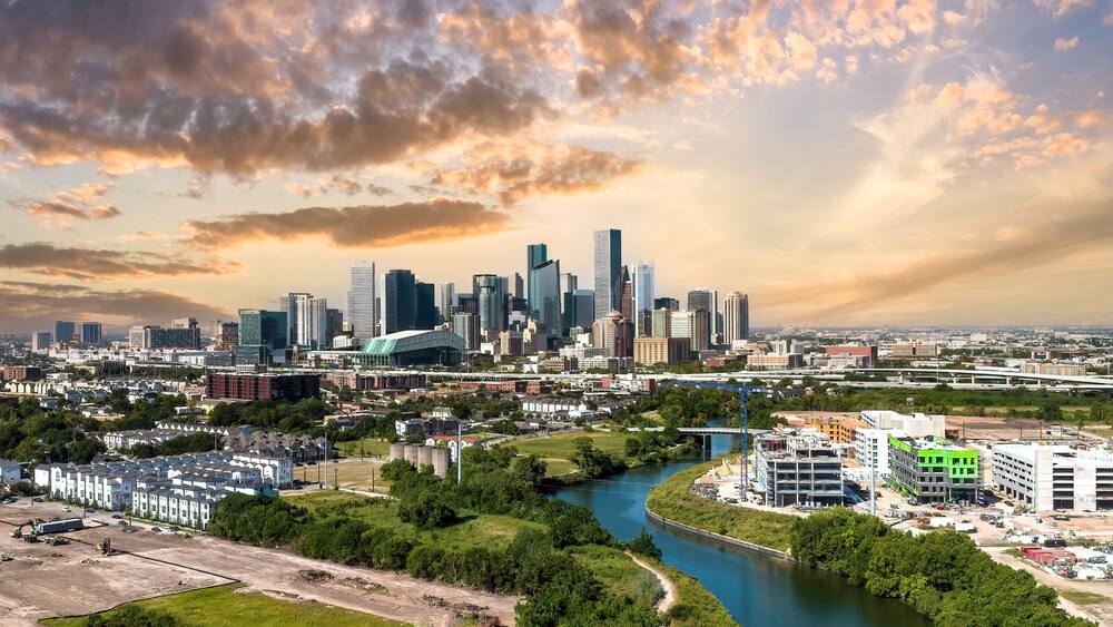 Huston Texas cloudy sky sunset